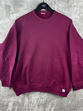Vintage 80s Blank Heather Maroon Discus Pullover Crewneck Sweatshirt USA S/M